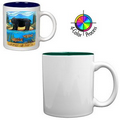 11 Oz. Gloss Two-Tone Mug - White/ Green Interior (4 Color Process)